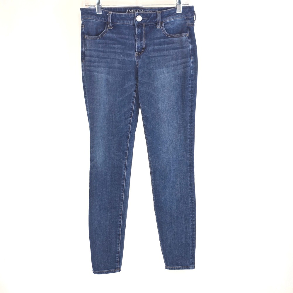 American Eagle Super Super Stretch X4 Jegging Dark Wash Skinny Fit Jeans 10 Long
